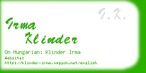 irma klinder business card